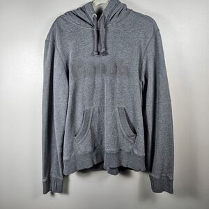 Bench XL Grey Cozy Knit Hoodie Soft Feel Logo Thumbholes Casual Pullover